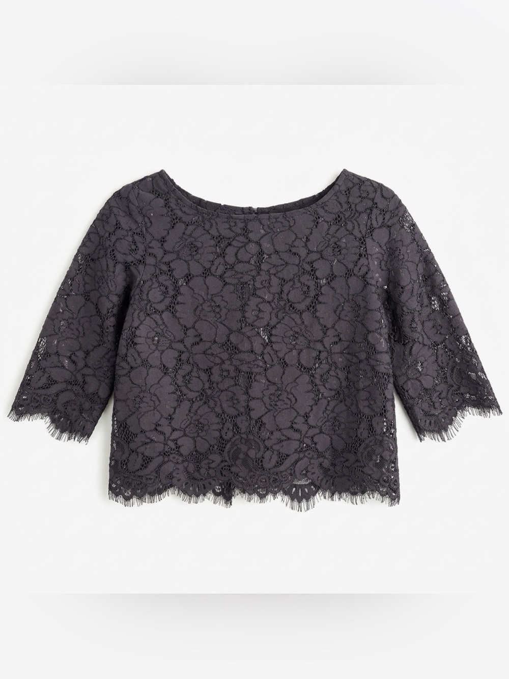 Club Monaco Charcoal Lace Boatneck Top